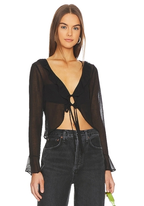 MORE TO COME Vica Ruffle Tie Top in Black. Size XS.