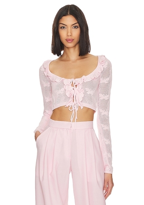 MAJORELLE Tailyn Butterfly Cardigan in Pink. Size XL.