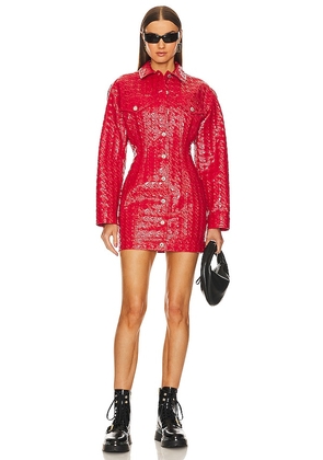 MSGM Embossed Dress in Red. Size 42/M.