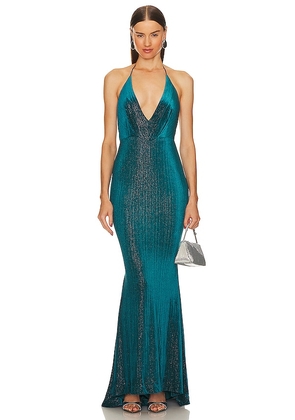 Michael Costello x REVOLVE Skye Gown in Teal. Size M, XS.