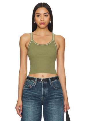 RE/DONE Cropped Ribbed Tank in Green. Size M, S, XL, XS.