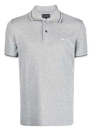 Emporio Armani logo-print piqué-trim polo shirt - Grey