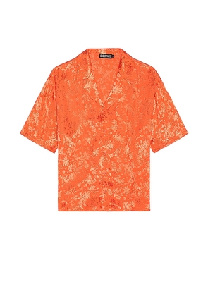 SIEDRES Resort Collar Jacquard Shirt in Orange. Size XL/1X.