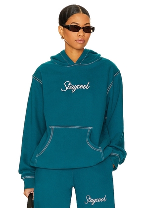 Stay Cool Script Hoodie in Teal. Size M, XL/1X.
