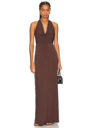 WeWoreWhat Cowl Halter Maxi Dress in Brown. Size M.
