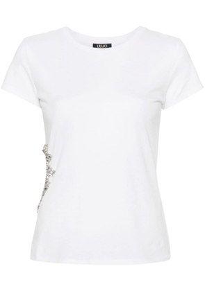 LIU JO crystal-embellished cut out-detail T-shirt - White