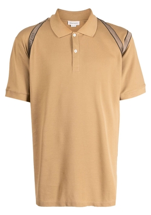 Alexander McQueen strap-detail cotton polo shirt - Brown