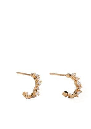 Suzanne Kalan 18kt yellow gold Princess Cut diamond hoop earrings