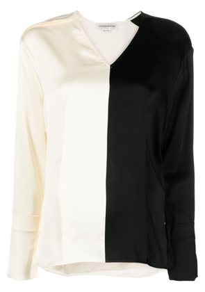 Victoria Beckham colour-block V-neck blouse - Black
