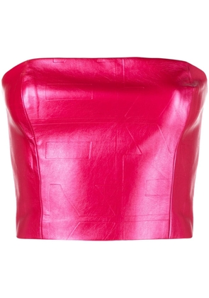 ROTATE BIRGER CHRISTENSEN logo-embossed metallic corset top - Pink
