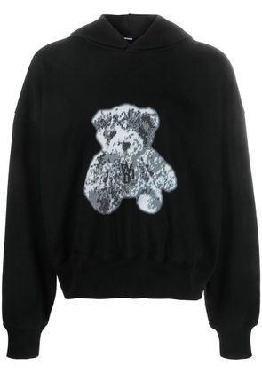 We11done teddy bear-print cotton hoodie - Black
