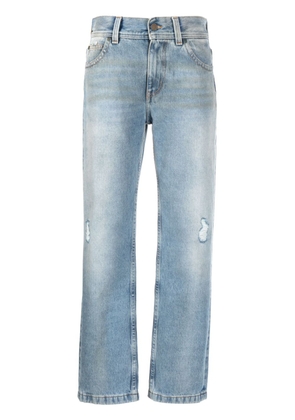 Palm Angels distressed-effect straight-leg jeans - Blue