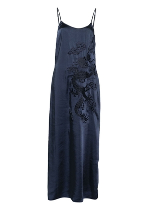 P.A.R.O.S.H. dragon-embroidery slip dress - Blue