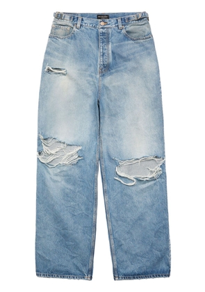 Balenciaga Destroyed mid-rise straight-leg jeans - Blue