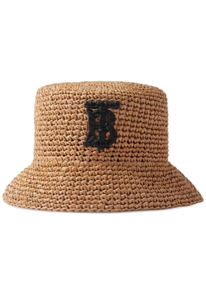 Burberry monogram-patch raffia bucket hat - Neutrals