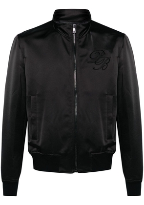 Balmain logo-embroidered satin bomber jacket - Black