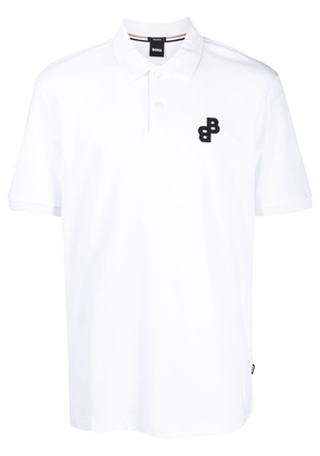 BOSS logo-appliqué cotton polo shirt - White