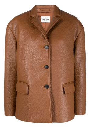 Miu Miu single-breasted leather blazer - Brown