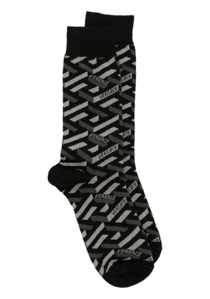 Versace athletic jacquard monogram-pattern socks - Black