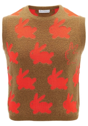 JW Anderson bunny-print knitted vest - Neutrals