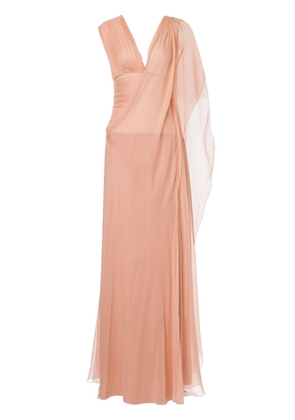 Alberta Ferretti asymmetric silk maxi dress - Pink