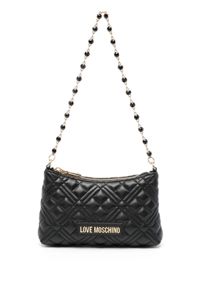 Love Moschino crystal-embellished quilted shoulder bag - Black