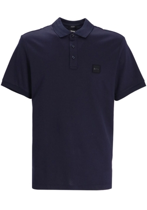 BOSS logo-patch cotton polo shirt - Blue