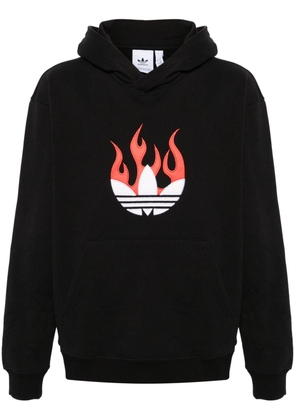 adidas flames logo-patch cotton hoodie - Black