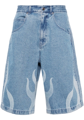 adidas flames-print denim shorts - Blue