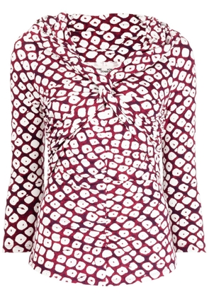 DVF Diane von Furstenberg Greg dot-print twist-detail blouse - Purple