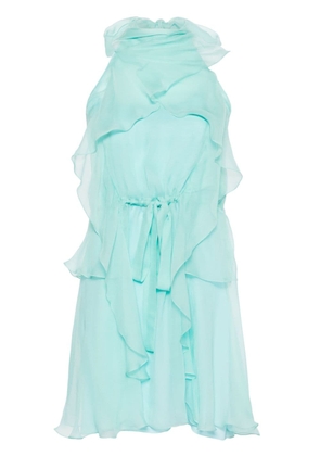 Alberta Ferretti ruffle-detail silk mini dress - Blue