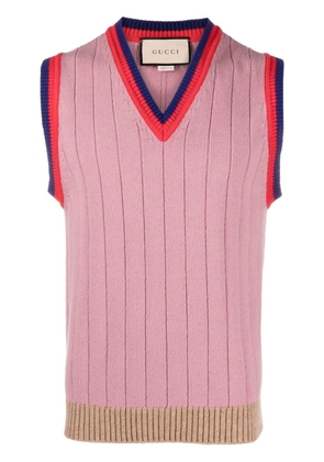 Gucci ribbed-knit striped-edge vest - Pink