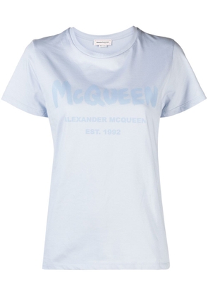 Alexander McQueen graffiti logo T-shirt - Blue