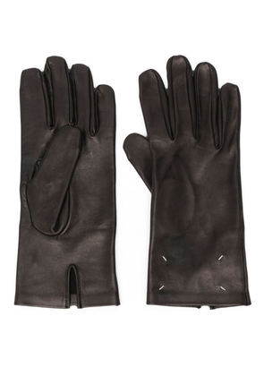 Maison Margiela Sandstorm four-stitch logo leather gloves - Black