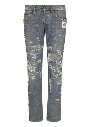 Dolce & Gabbana Re-Edition ripped straight-leg jeans - Blue