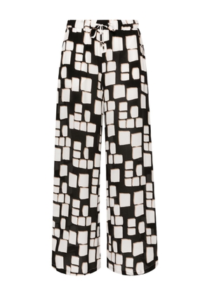 Max Mara geometric-print silk palazzo pants - White