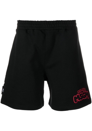 MSGM embroidered-logo cotton track shorts - Black