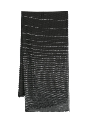 Emporio Armani striped pleated scarf - Black