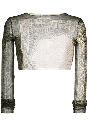 Jean Paul Gaultier graphic-print stretch cropped top - Neutrals