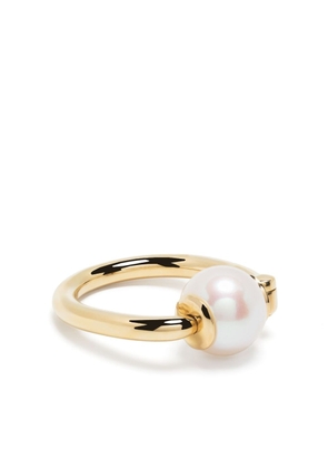 Marla Aaron 18kt yellow gold Trundle Lock pearl ring
