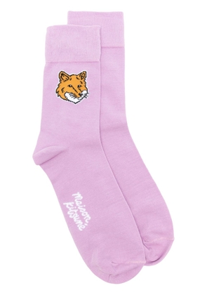 Maison Kitsuné Fox Head logo-intarsia socks - Purple