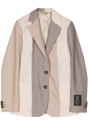 Marni colour-block pinstripe blazer - Brown