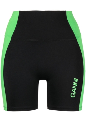 GANNI Active high-waist cycling shorts - Black