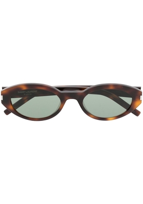 Saint Laurent Eyewear oval-frame tortoiseshell-effect sunglasses - Brown