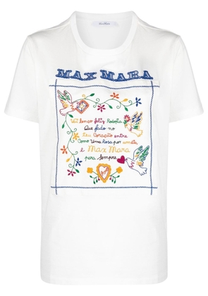 Max Mara embroidered-slogan T-shirt - White