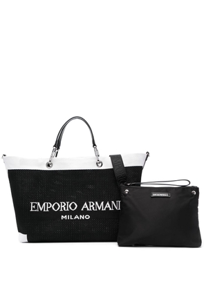 Emporio Armani logo-intarsia tote bag - Black
