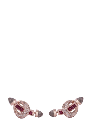 Ananya 18kt rose gold Chakra diamond and ruby earrings - Pink
