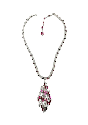 Jennifer Gibson Jewellery Vintage Modernist Ruby Crystal Necklace 1960s - Red