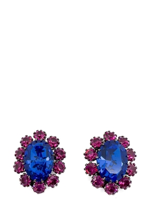 Jennifer Gibson Jewellery Vintage Electric Blue &amp; Hot Pink Crystal Earrings 1960s