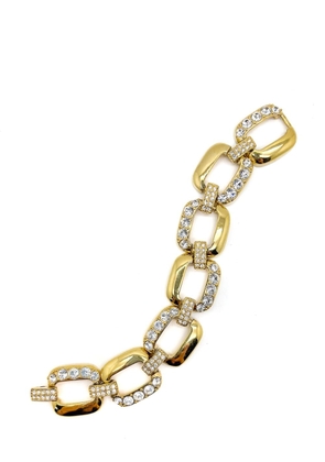 Jennifer Gibson Jewellery Vintage Chunky Link Crystal Bracelet 1990s - Gold